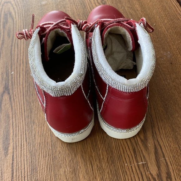 EUC VINTAGE BLINGED TIMBERLAND WATERPROOF LACE UP 5” RED BOOT - Picture 7 of 15